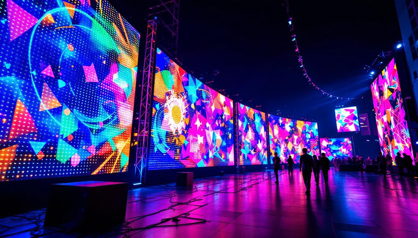 A photograph of a vibrant led display in action