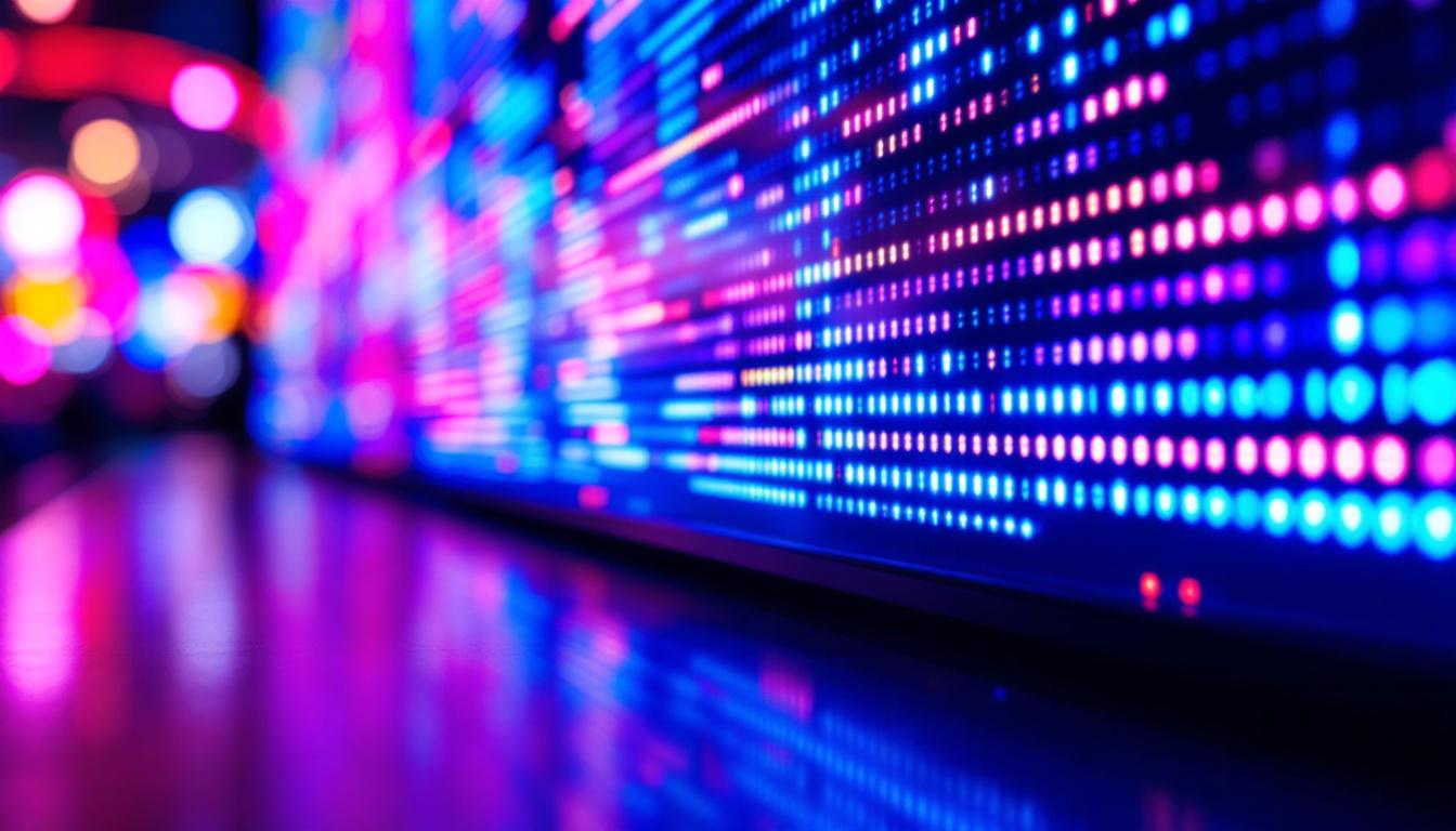 A photograph of a vibrant led display in use