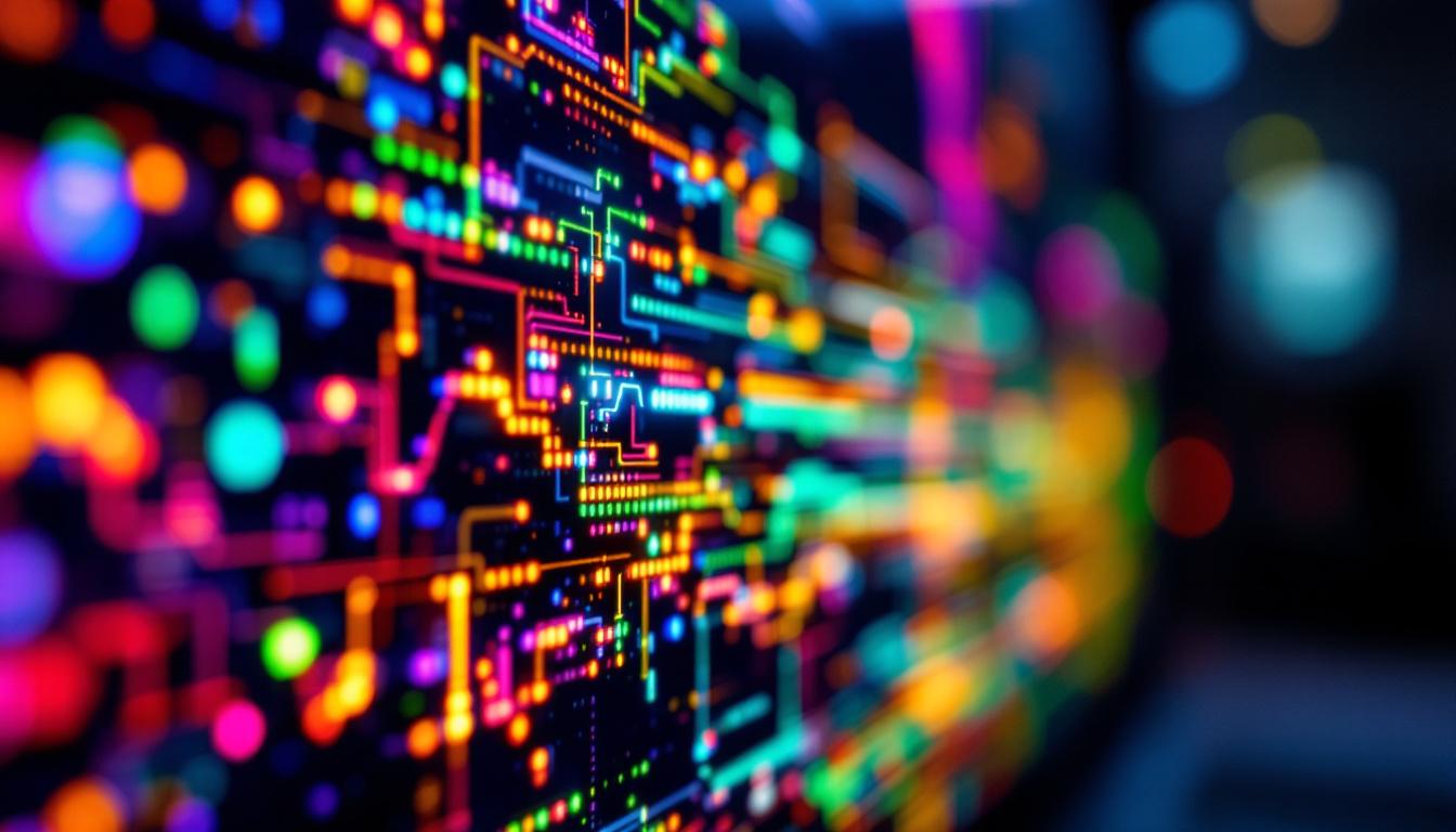 A photograph of a close-up shot of a vibrant led display screen showcasing vivid colors and intricate details