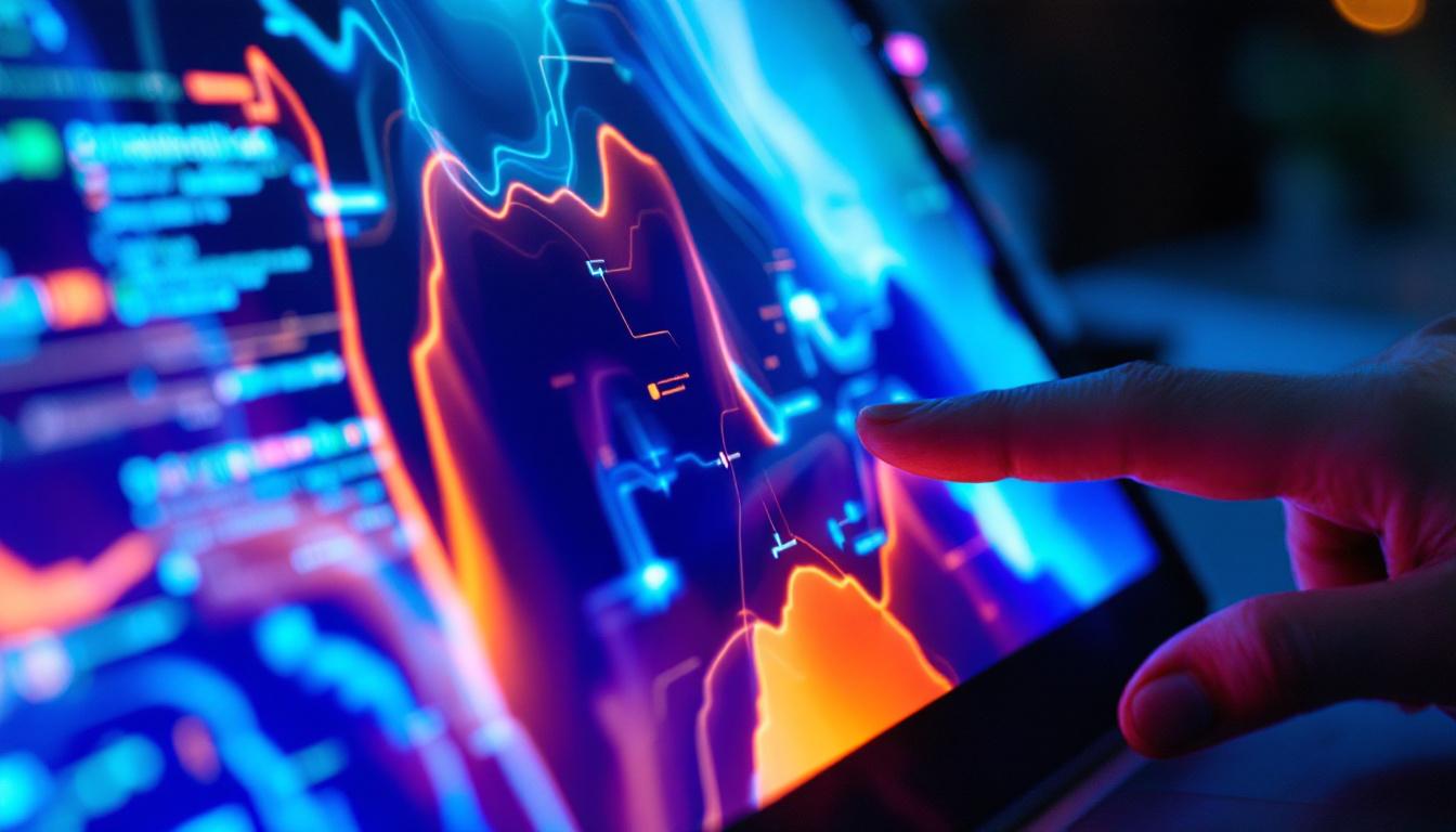 A photograph of a close-up shot of the surface pro's vibrant led display in use