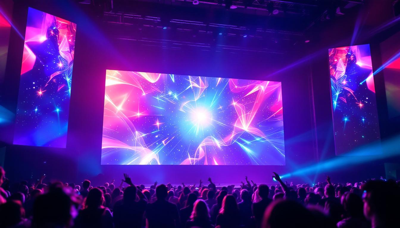 A photograph of capture a photograph of the vibrant led display at hillsboro artists regional theatre