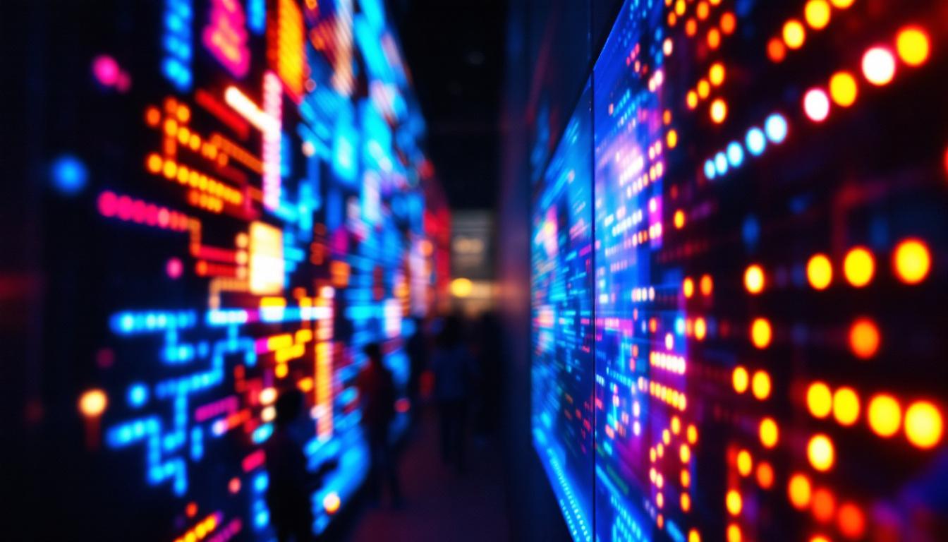 A photograph of a vibrant led display in action