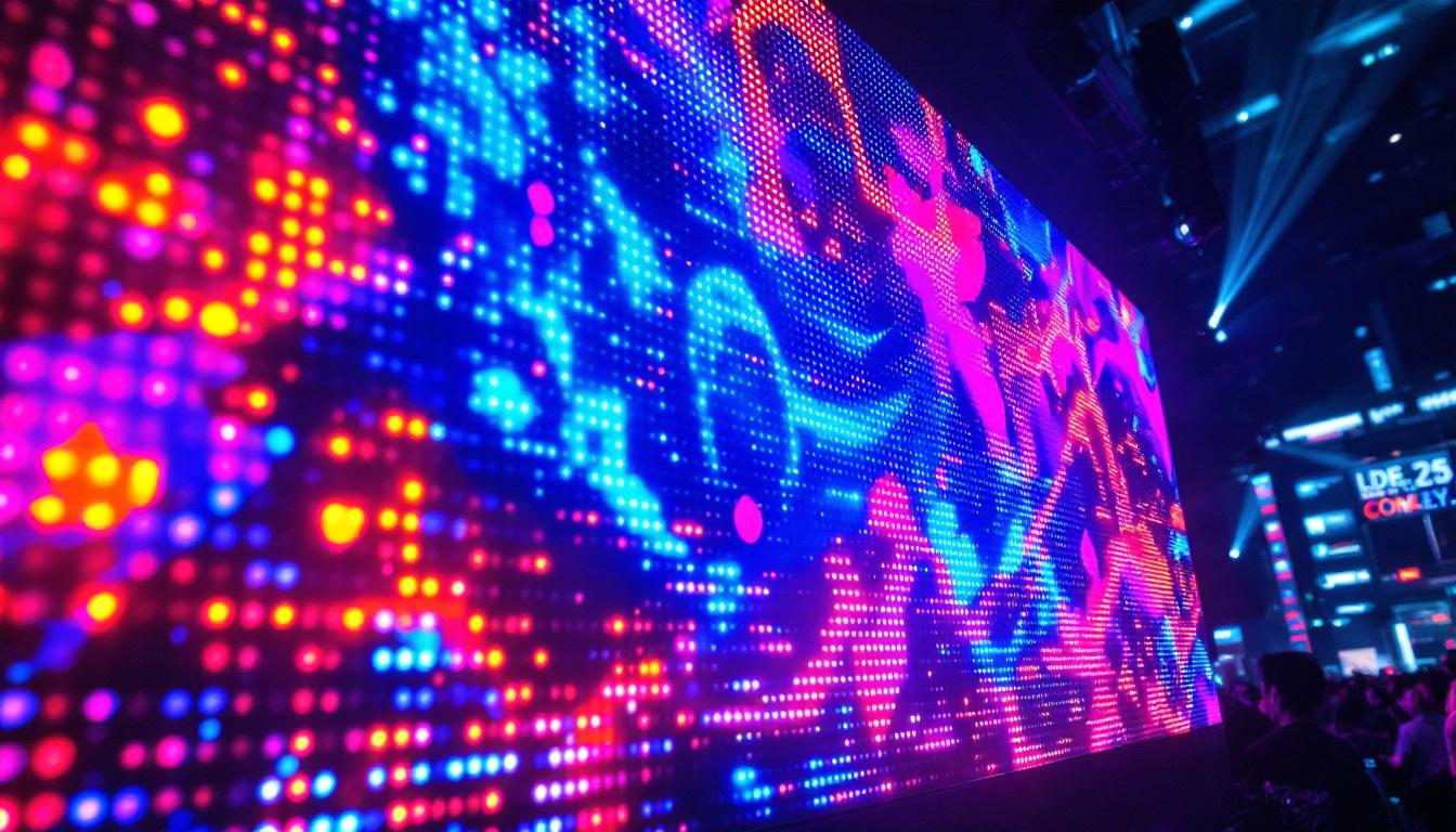 A photograph of a vibrant led display in action