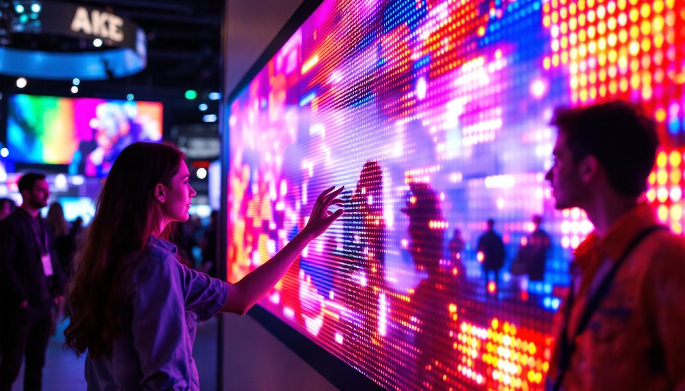 A photograph of capture a photograph of a vibrant led display in a dynamic rental setting