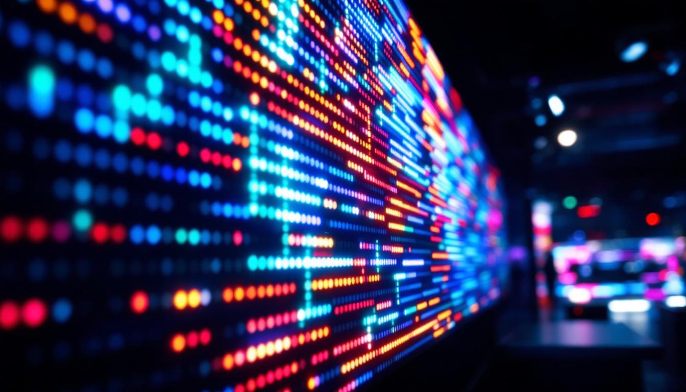 A photograph of a vibrant led display in action