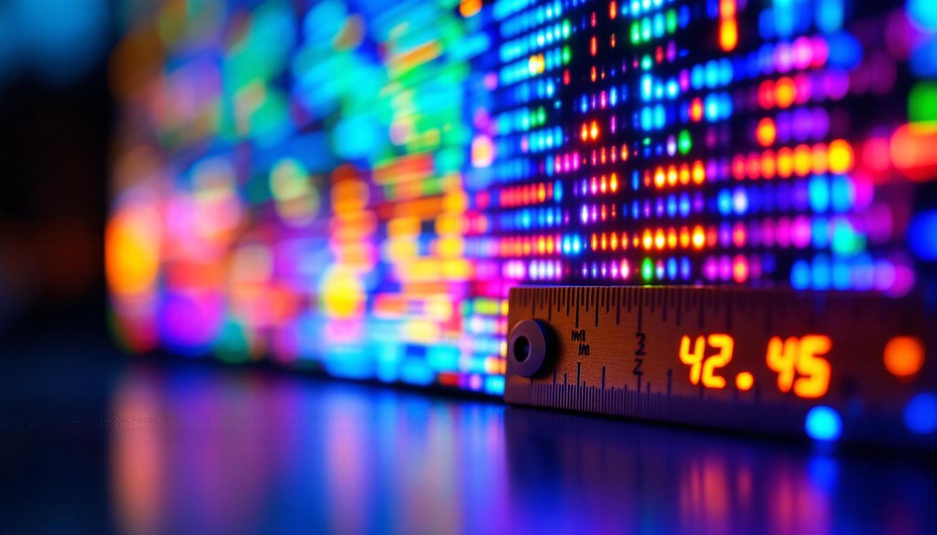 A photograph of a close-up of an led display showcasing vibrant colors and intricate pixel details