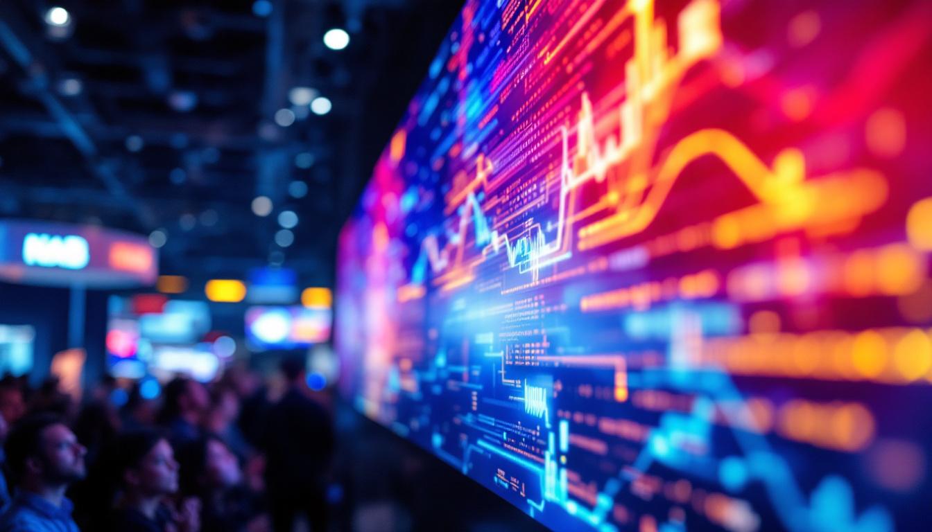 A photograph of a vibrant led display in action at the nab tradeshow