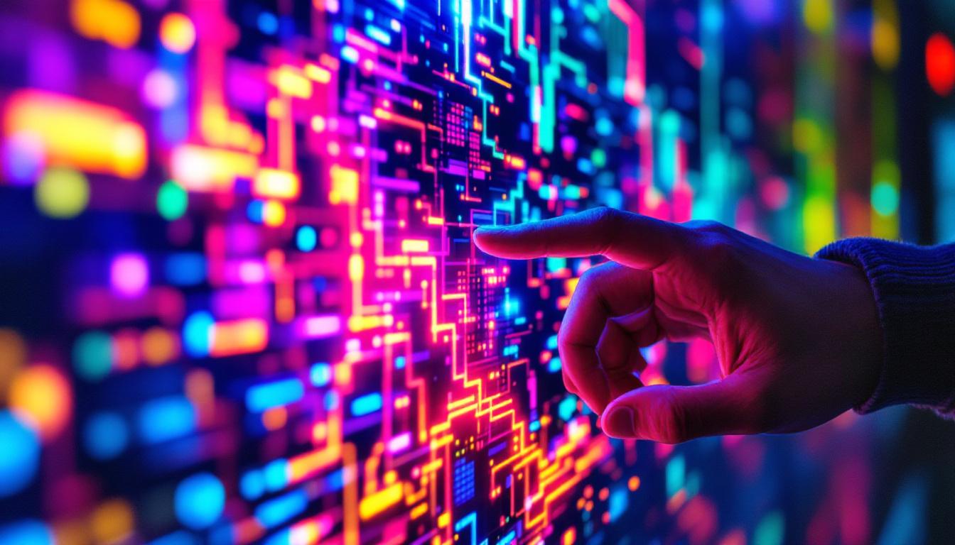 A photograph of a close-up of a vibrant led display screen showcasing vivid colors and intricate details