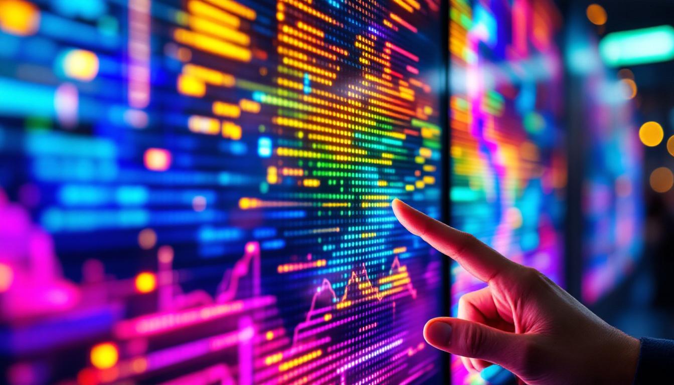 A photograph of a close-up of an led display in action