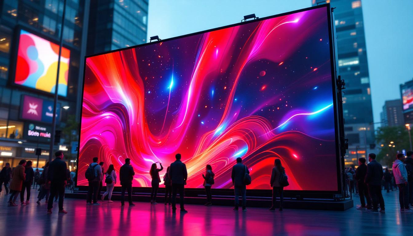 A photograph of a vibrant led display in an urban setting