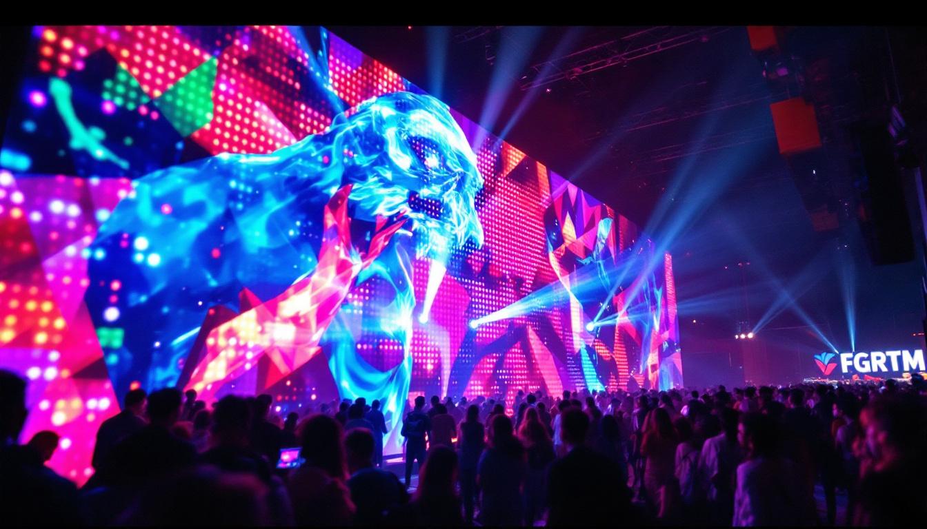 A photograph of a vibrant led display in action