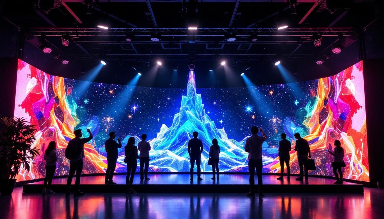 A photograph of a vibrant led display in action