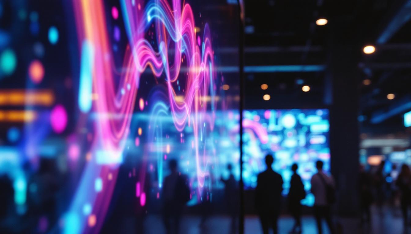 A photograph of capture a photograph of a vibrant led display in a commercial setting