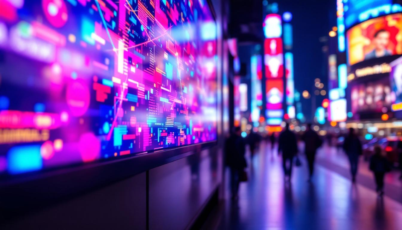 A photograph of a vibrant led display showcasing dynamic content
