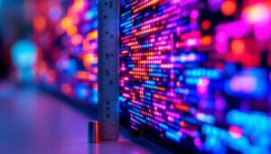 A photograph of a close-up shot of a modern led display screen