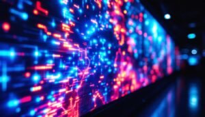 A photograph of capture a photograph of a vibrant led display showcasing a dynamic image or video