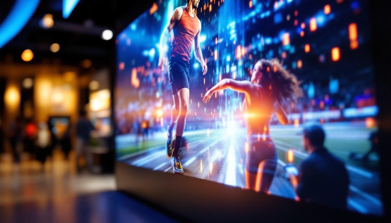 A photograph of capture a photograph of the fresno county athletic hall of fame's led display in action