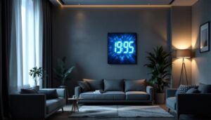 A photograph of capture a photograph of a large led wall clock prominently displayed in a stylish