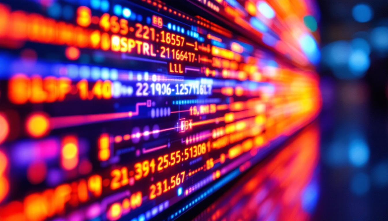 A photograph of a close-up shot of a vibrant led display in action