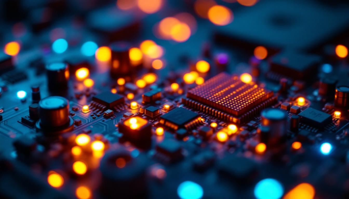 A photograph of a close-up of a modern led driver circuit board in action