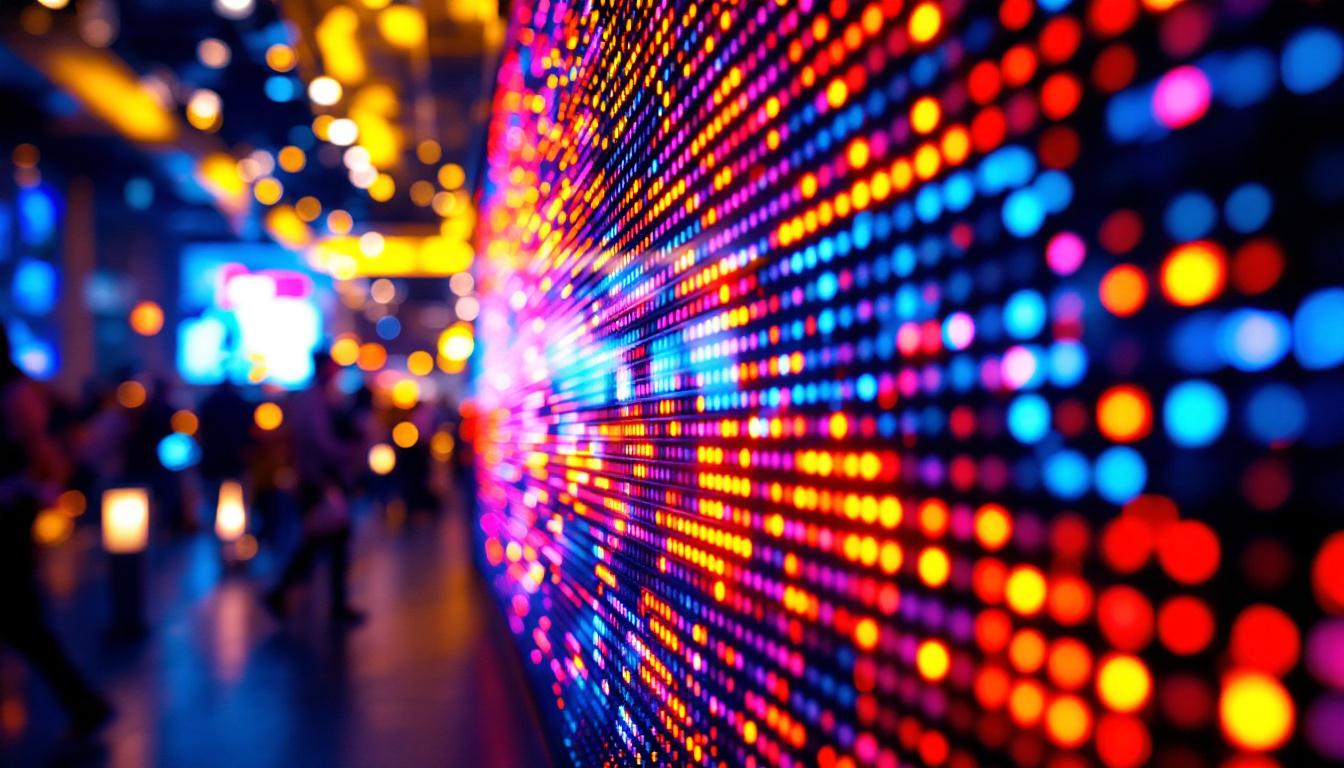 A photograph of a vibrant led display in action