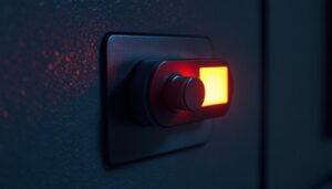 A photograph of a low power switch with an illuminated led display