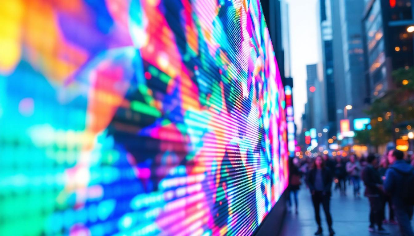 A photograph of a vibrant led display in action