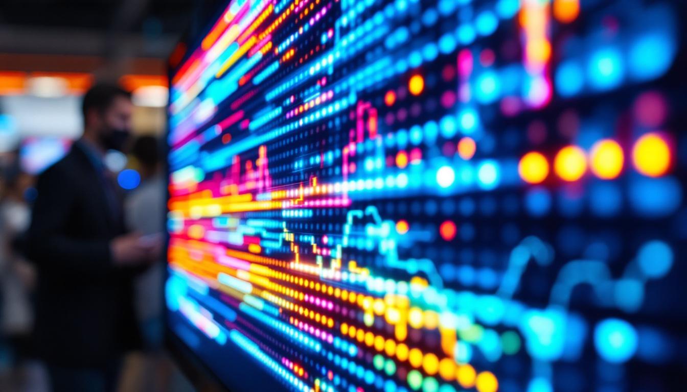 A photograph of capture a photograph of a vibrant led light board in action