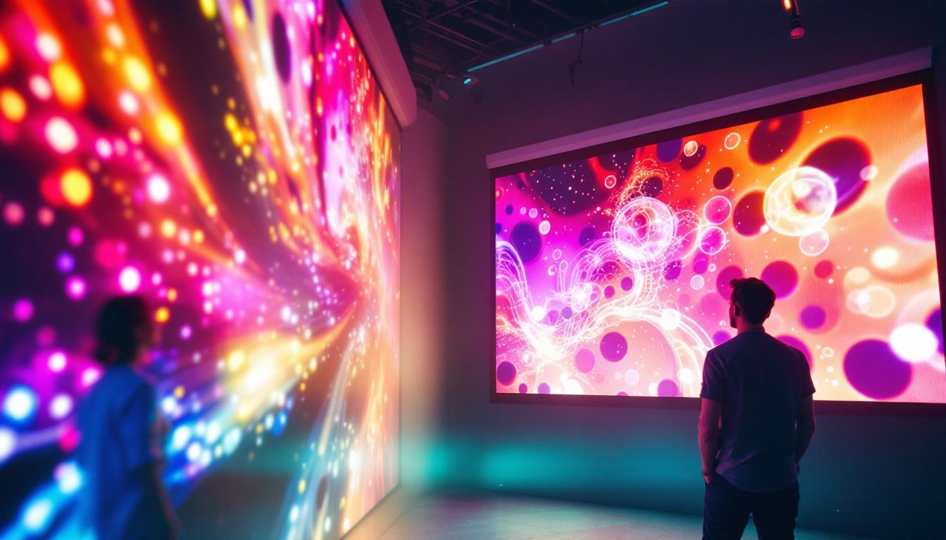 A photograph of a vibrant led projector screen in use