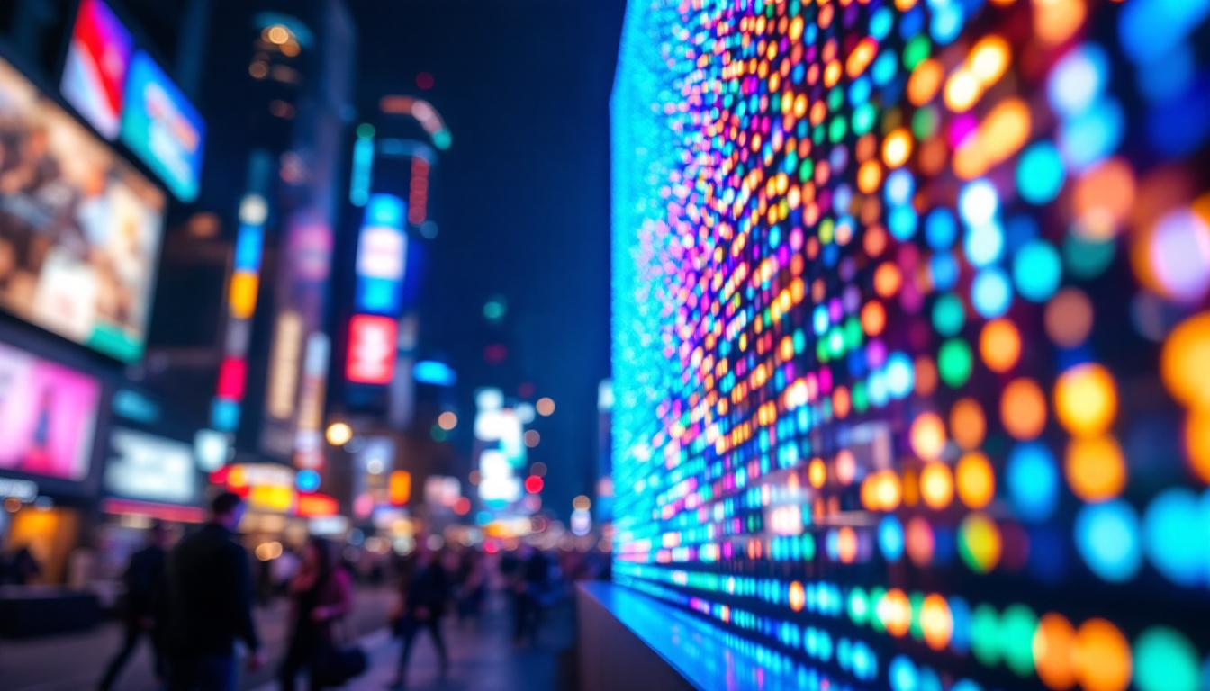 A photograph of a vibrant led display in action