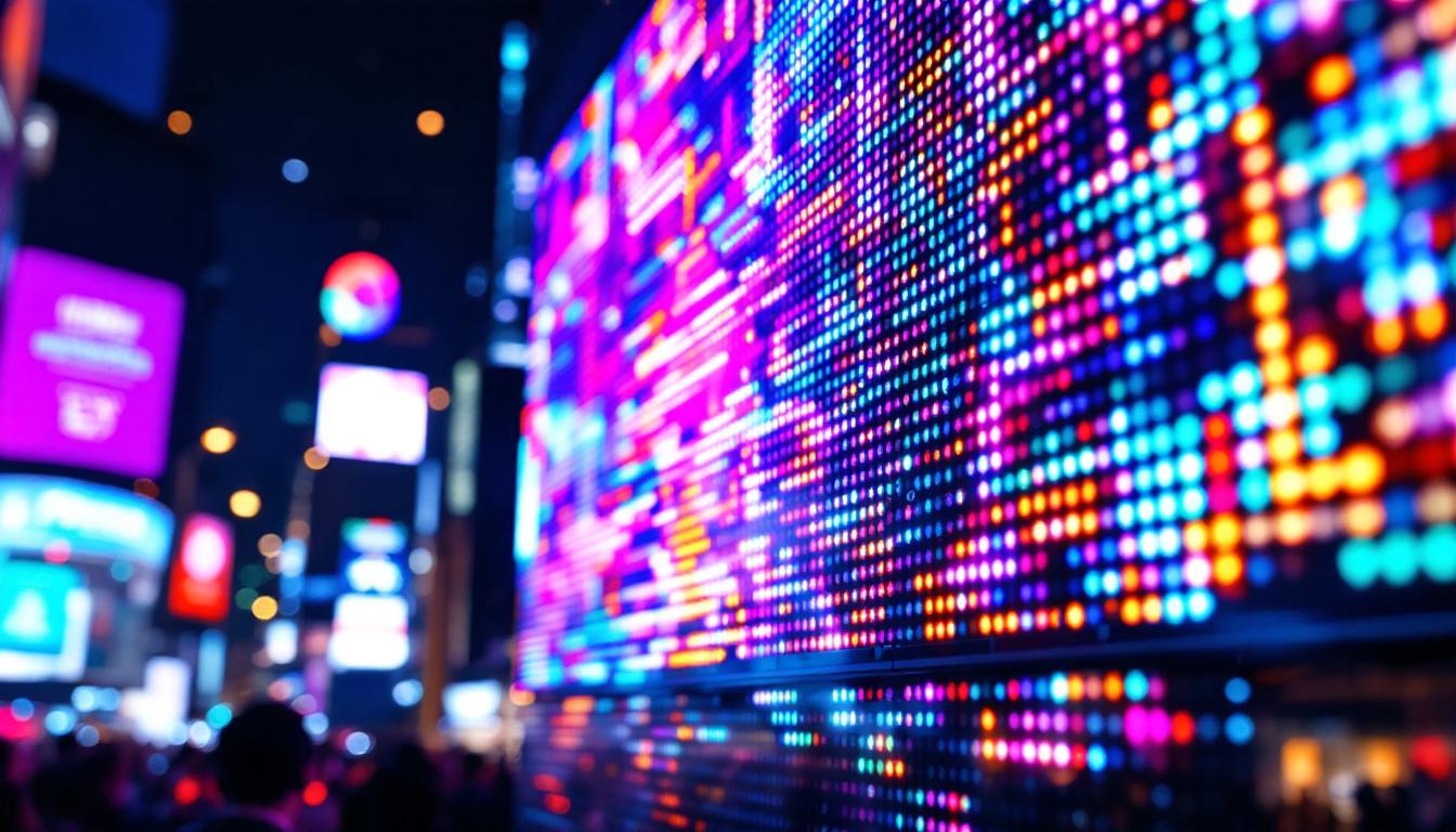 A photograph of a vibrant led display in action