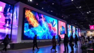 A photograph of a vibrant led display showcasing rei sales promotions