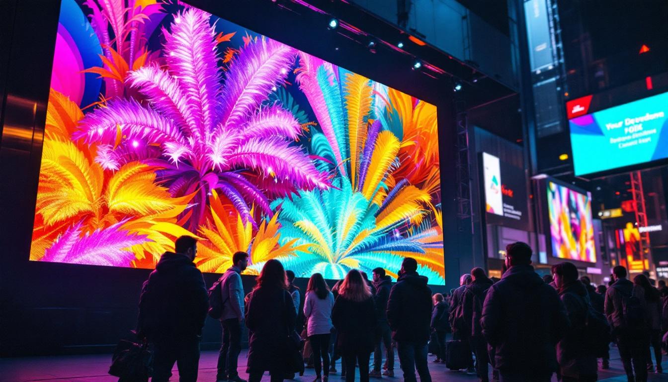 A photograph of a vibrant led display in action