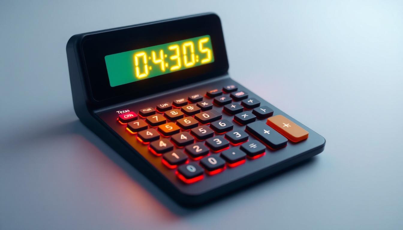 A photograph of capture a photograph of a texas multiview calculator with its led display illuminated