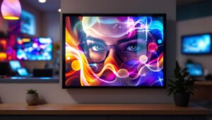 A photograph of capture a photograph of a vibrant led display showcasing eye care services or products at hillsboro family vision