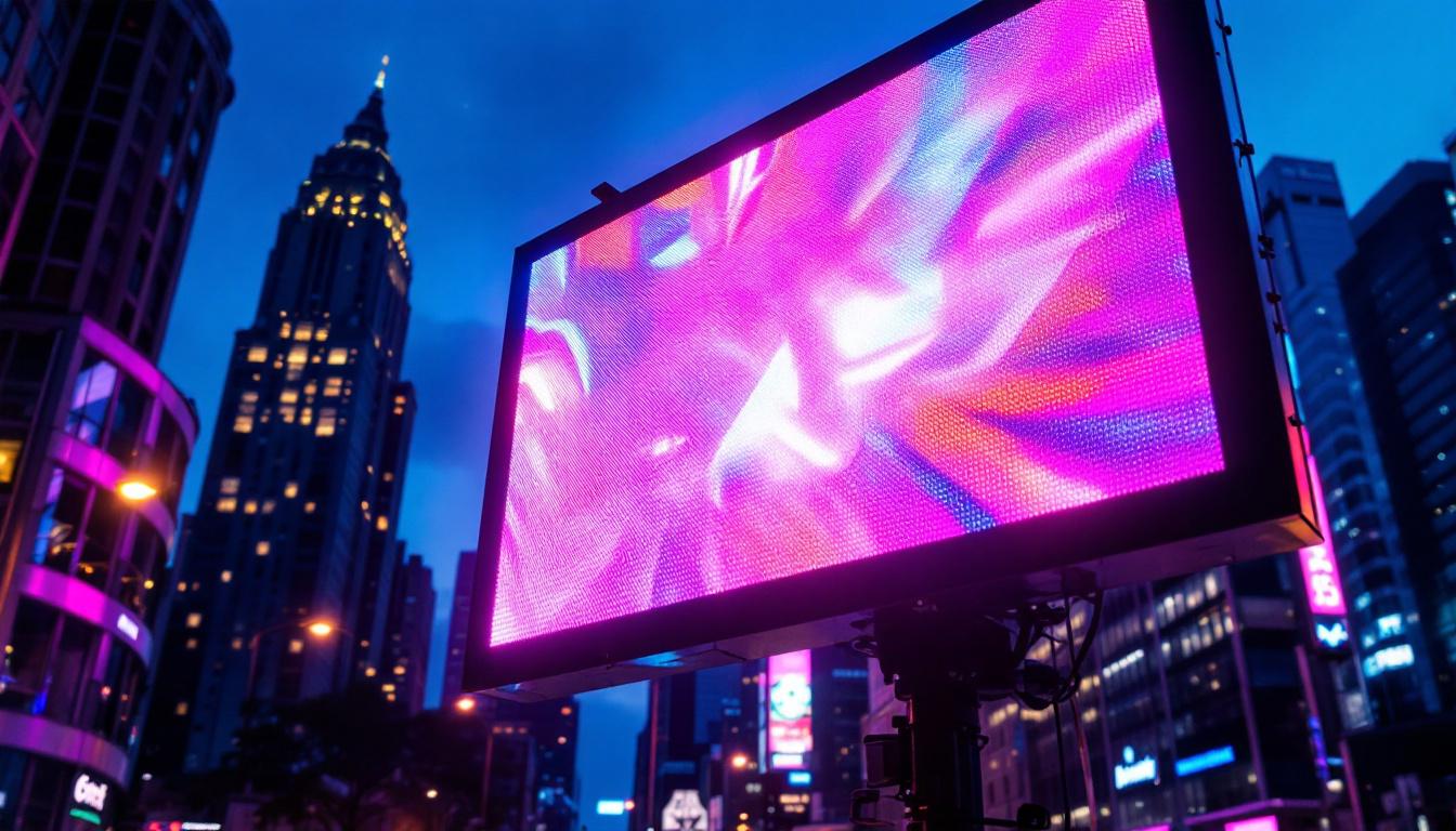 A photograph of a vibrant led display in action