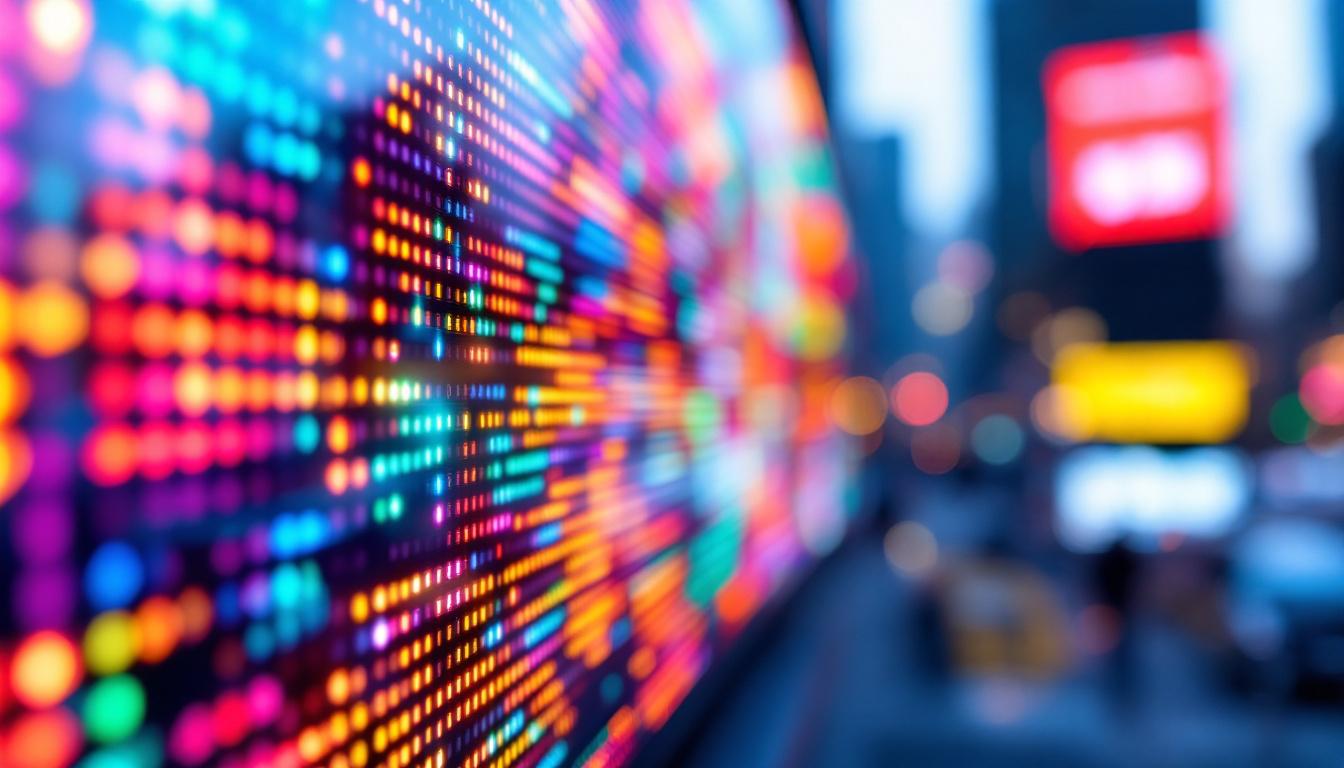 A photograph of a vibrant led display in action