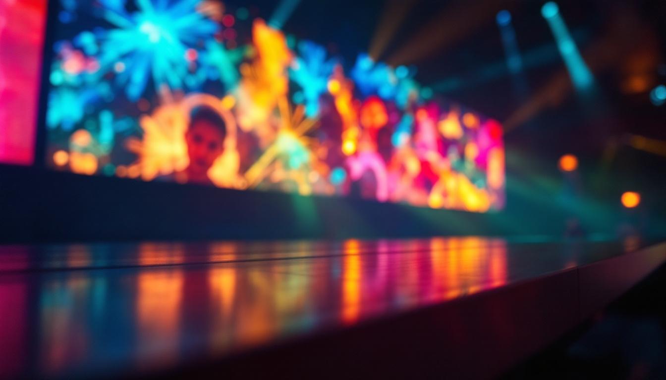 A photograph of a vibrant led display in action