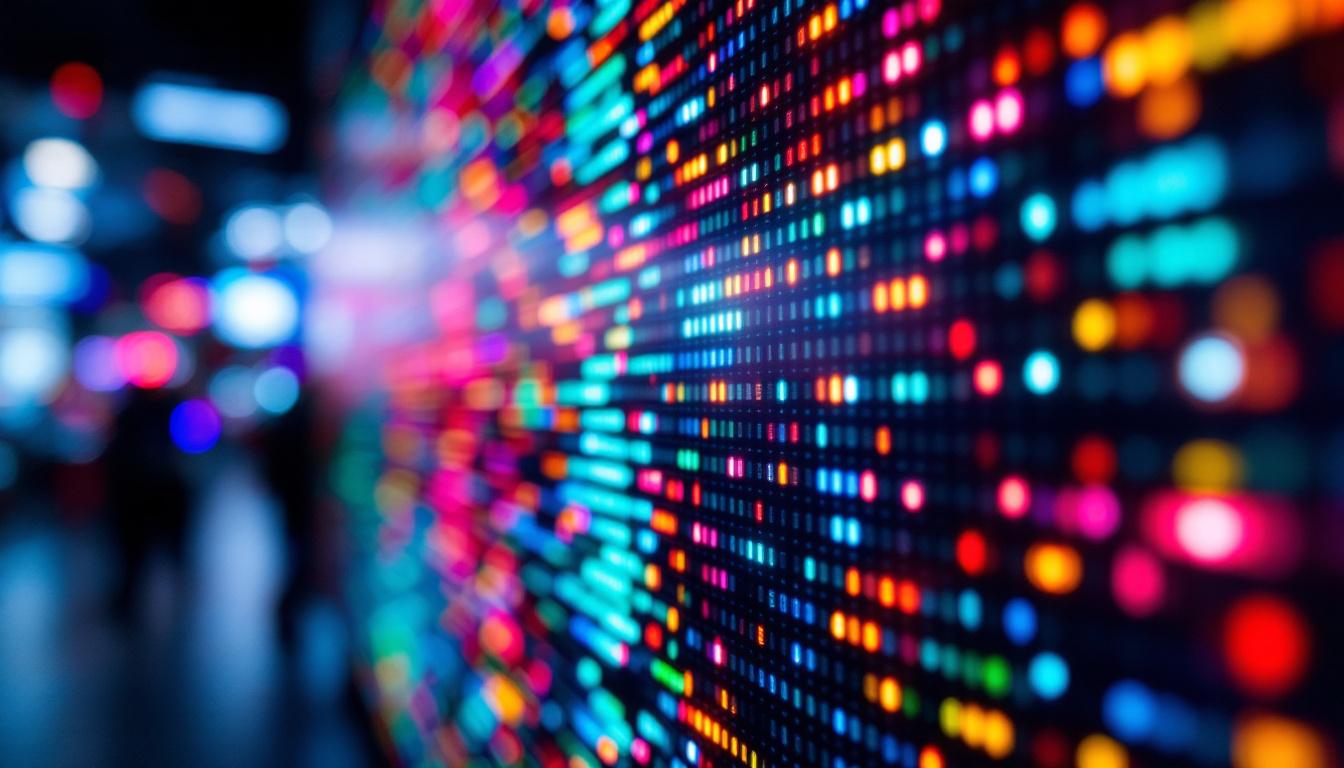 A photograph of a vibrant led display in action