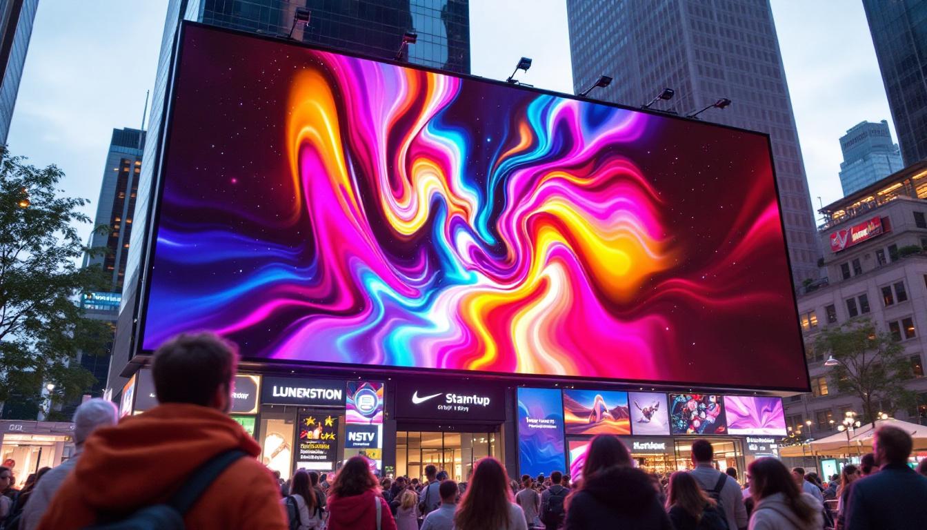 A photograph of a vibrant led jumbotron in action
