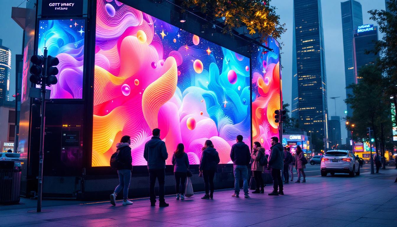A photograph of a vibrant outdoor led display in action