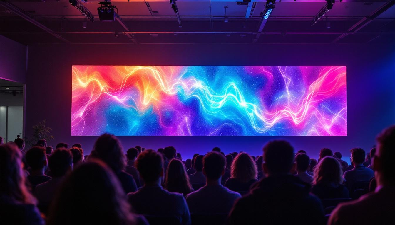 A photograph of a vibrant led video wall in action