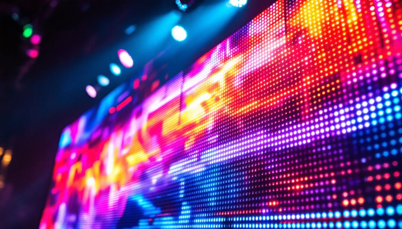 A photograph of a vibrant led video screen in action
