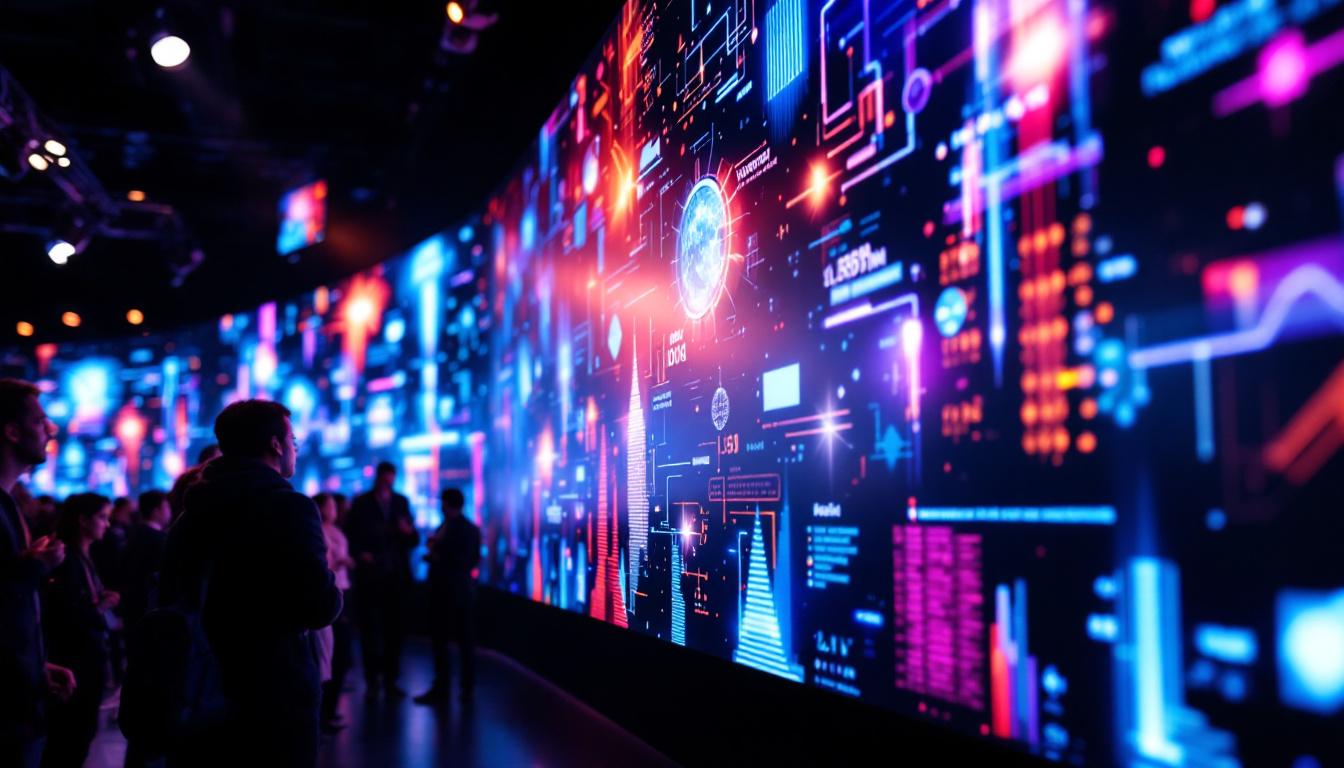 A photograph of a vibrant video led wall in use at an event
