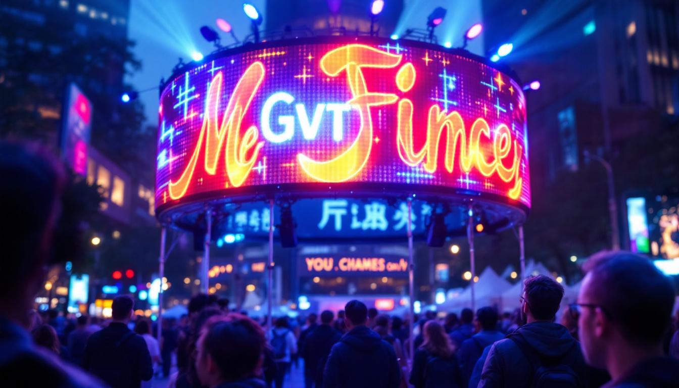 A photograph of a vibrant led display in action