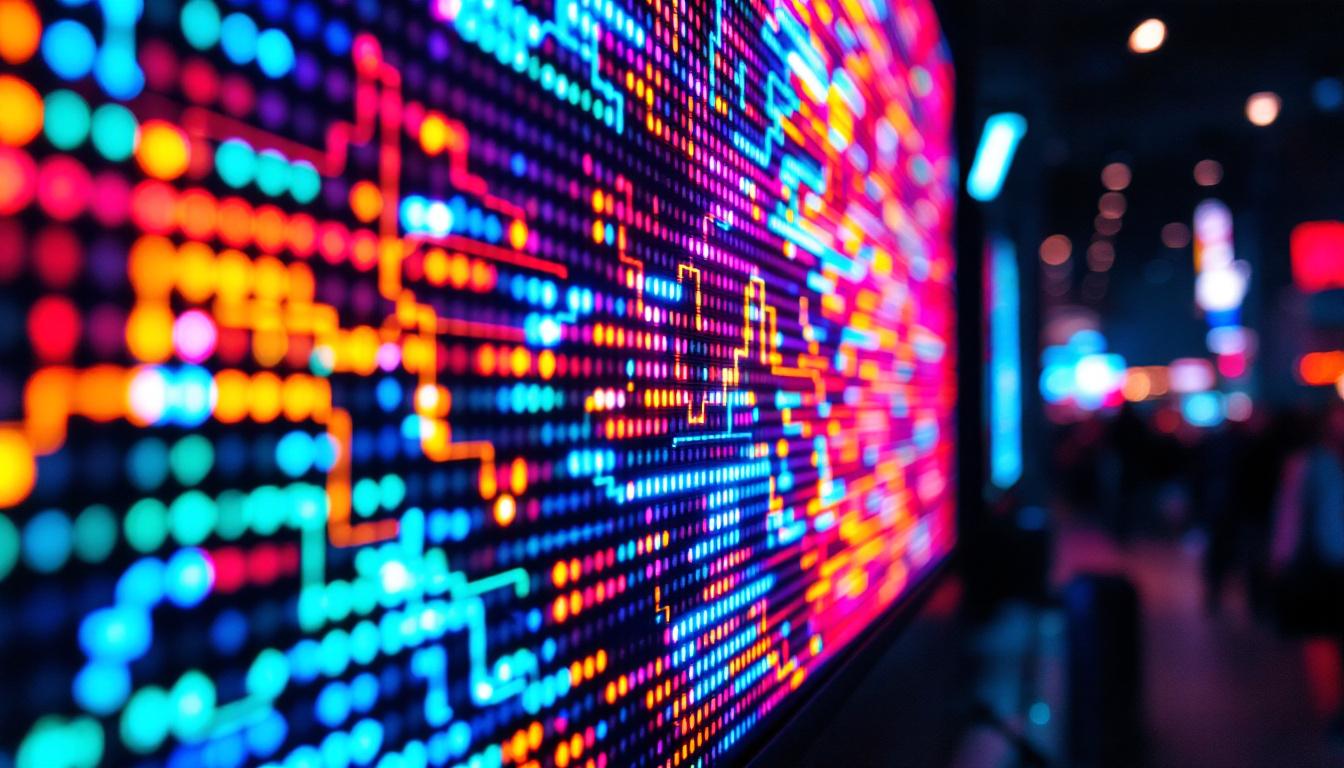 A photograph of a vibrant led display in action