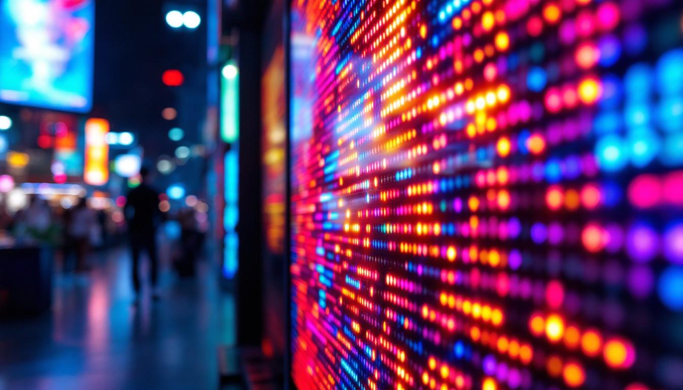 A photograph of a vibrant led display in action