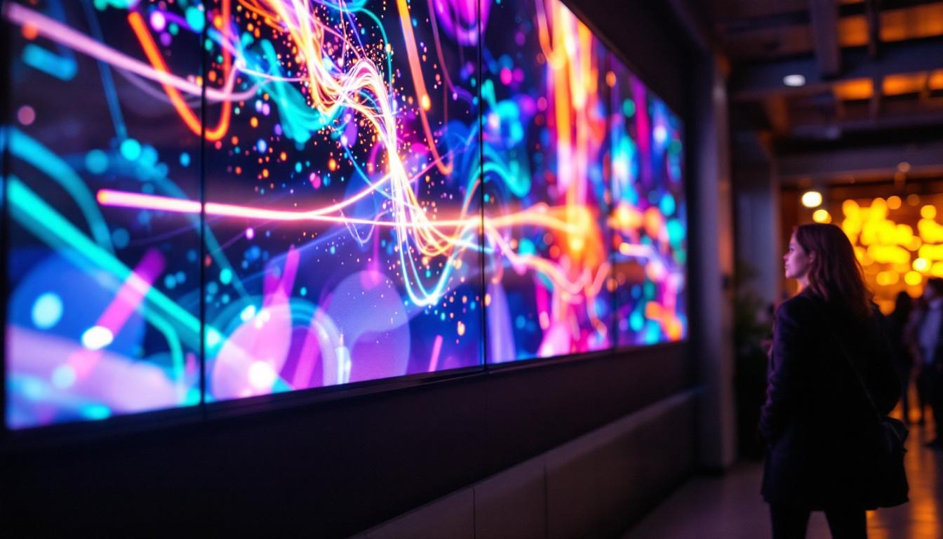 A photograph of a vibrant led wall display in use