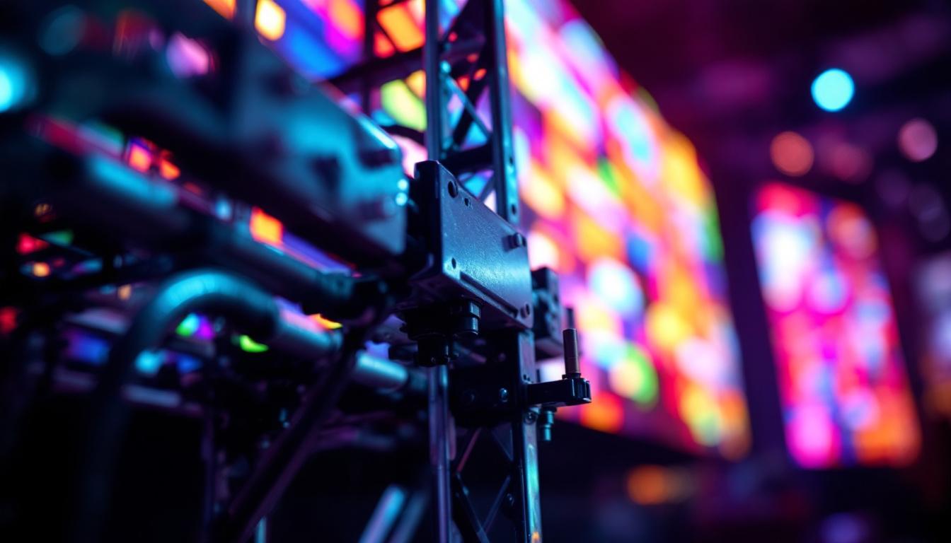 A photograph of a close-up view of a truss base plate in use