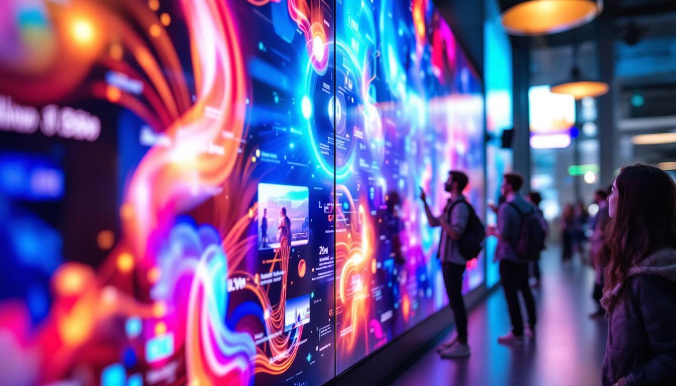 A photograph of a vibrant interactive led wall in use